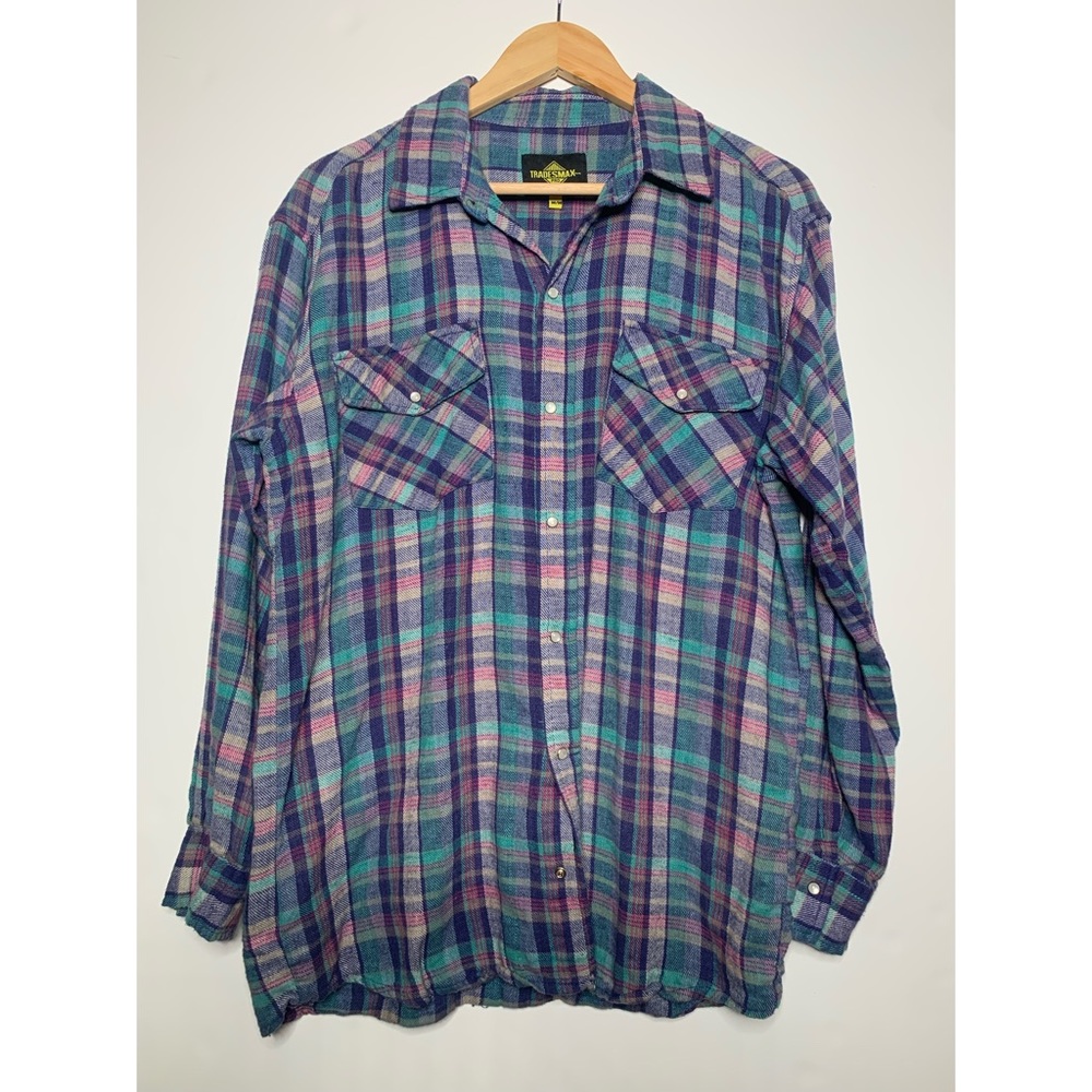 Tradesmax 90’s Colourway Plaid Button Down Shirt - MEDIUM